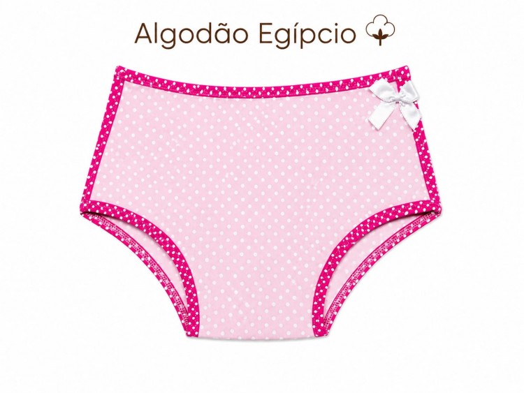 Calcinha Baby Silk Poa Rosa Bebe em Algodão Egípcio