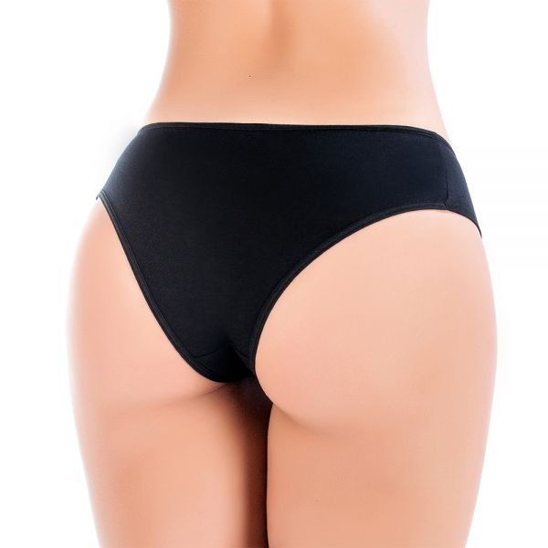 Tanga Dupla Renda Preto em Algodão Egípcio